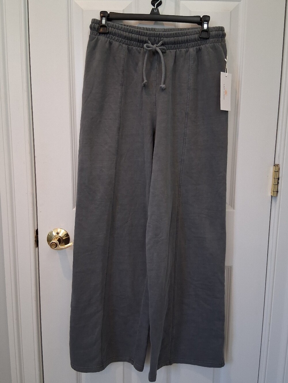 Wide-Leg Pull-On Sweatpants in Slate Gray